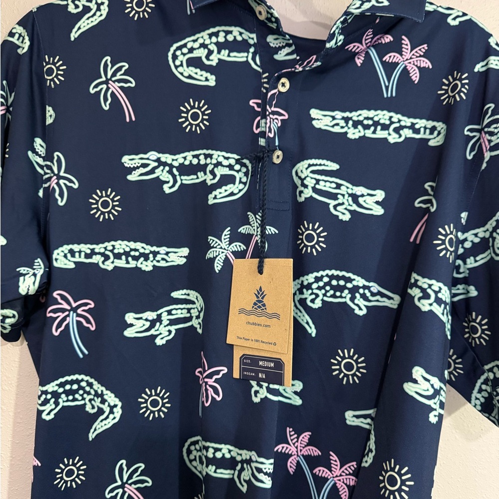 Chubbies Navy Alligator Print Polo